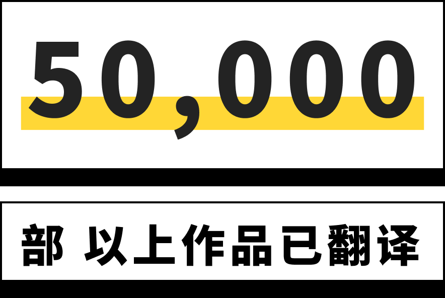 50,000 部以上作品被翻譯